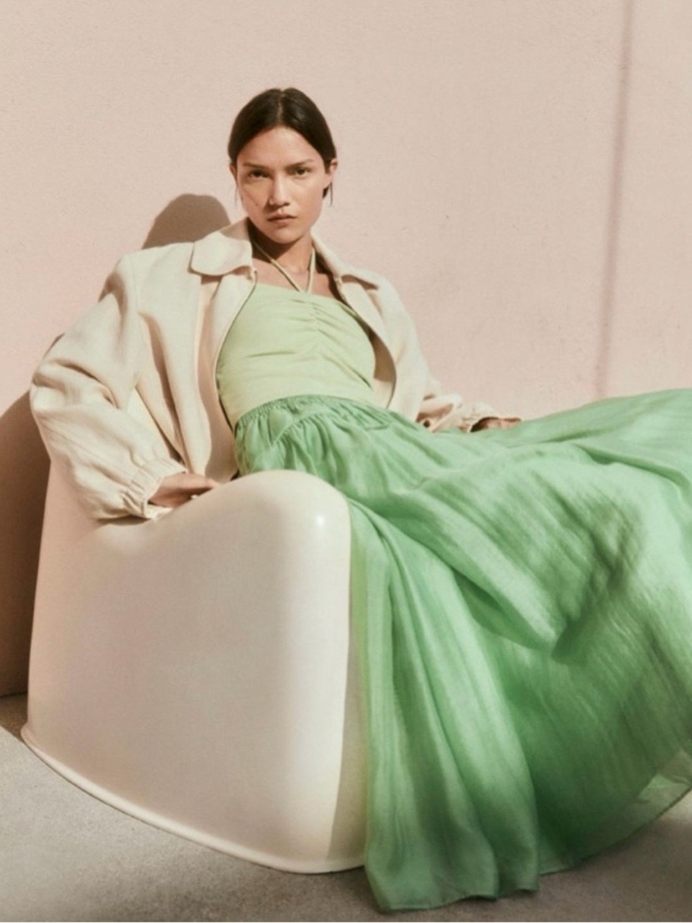 Vince Light Green Maxi Skirt